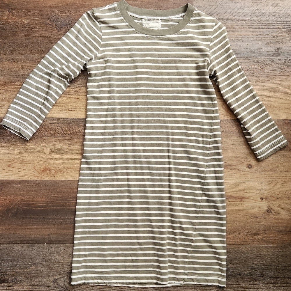 CURRENT/ELLIOT Striped Olive And White Dress